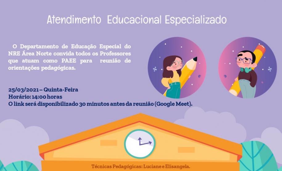 A Equipe da Educação Especial do Núcleo Área Metropolitana Norte, inicia esta semana, um ciclo de reuniões trazendo orientações pedagógicas para todas as demandas de TILS, PAC, PAEE e SRM. 3